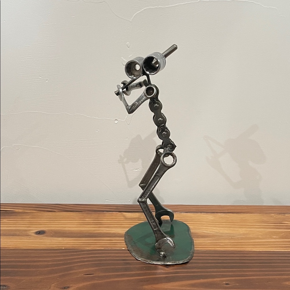 Metal Art Baseball Batter Sculpture Welded Handmade Art Unique Recycled